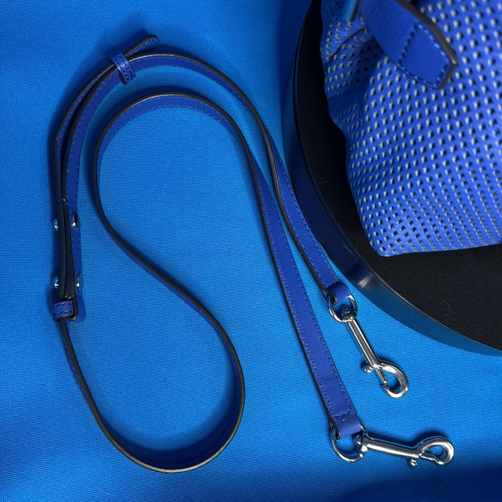 RARE REBECCA MINKOFF LARGE MOTO PERFORATED LEATHER ROYAL / COBALT BLUE SATCHEL - Picture 16 of 16